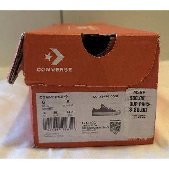 Converse Chuck Taylor Deep Bordeaux Maroon Low-top Shoes Mens Size 6 - Picture 9 of 10